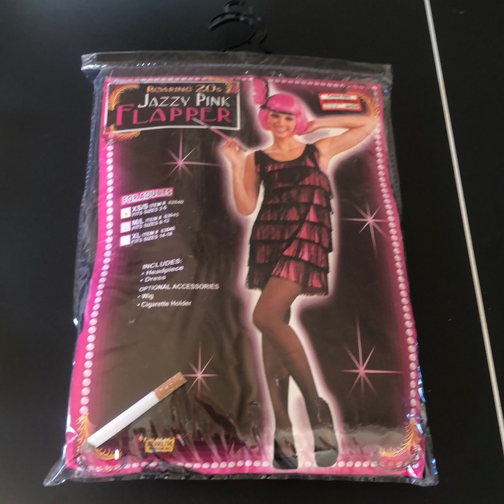 Roaring 20’s Jazzy Pink Flapper Costume - Hot Pink and Black Fringe LIKE NEW